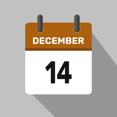 14 december calendar icon vector month date illustration design