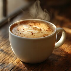 Obraz premium A steaming cup of cappuccino