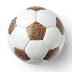 A detailed studio shot of a classic soccer ball on a clean white background.