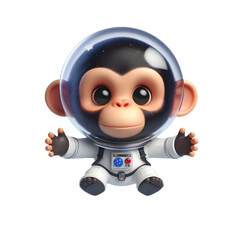 Cute 3d chimpanzee in space suit isolated on white background © adobe