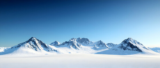 Snow Covered Mountain Range Under Clear Blue Sky