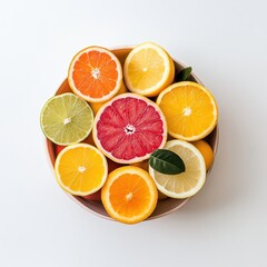 Obraz premium Citrus Slices Bowl: Orange, Grapefruit, Lemon for Healthful Summer Refreshment
