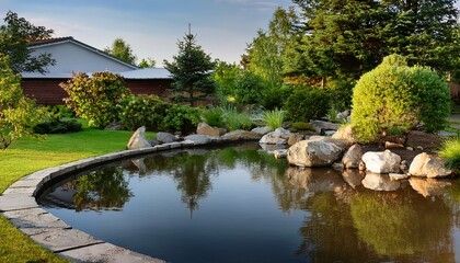 Fototapeta premium pond in landscape design