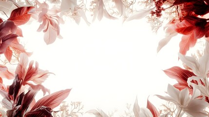 Obraz premium Elegant Floral Frame with Soft Red and White Petals on a Light Background