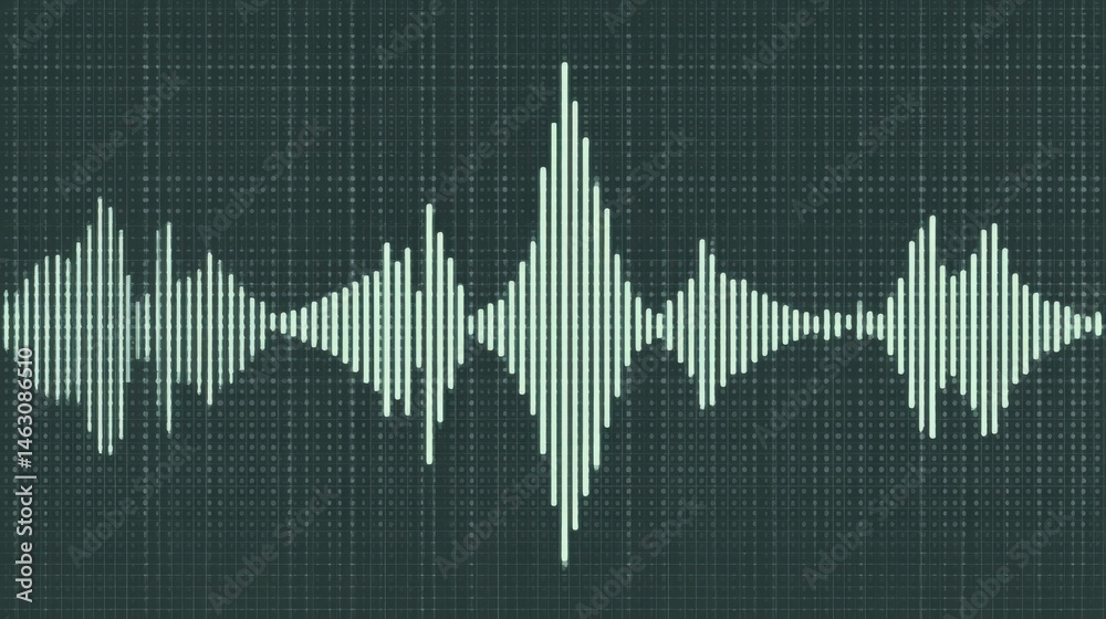 Poster Abstract audio waveform graphic on a dark background representing sound waves