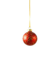 Red and gold christmas ornament ball &ndash; isolated holiday decoration

