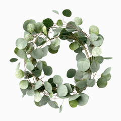 Eucalyptus Wreath, Green Leaf Garland, Circular Floral Arrangement, Botanical Decoration
