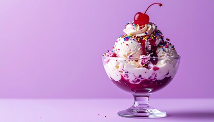 Sundae Delight: Ice Cream Treat with Cherry on Top