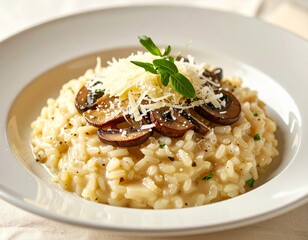 Creamy Mushroom Risotto with Parmesan and Basil