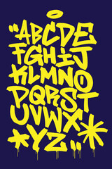 Cool graffiti font A-Z, perfect for urban art, street style, hip hop designs, posters, branding, and creative projects. Bold, edgy, stylish letters with artistic flair.