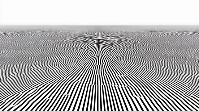 Abstract horizon of black and white parallel curved lines perspective