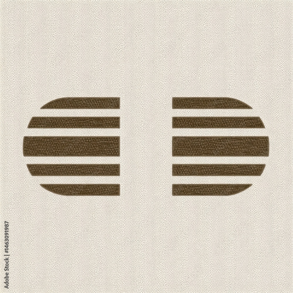 Poster Abstract geometric design featuring two symmetrical shapes with horizontal stripes