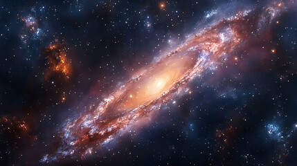 Fototapeta premium Spiral galaxy in deep space, vibrant colors and swirling nebulae