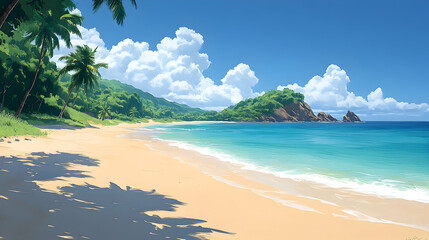 Naklejka premium Tropical beach paradise scene