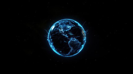 Obraz premium Digital Earth: A Glowing Blue Planet in Space