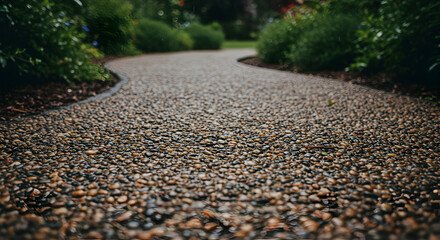 Garden Path With Small Pebbles And Verdant Borders Creates Tranquility