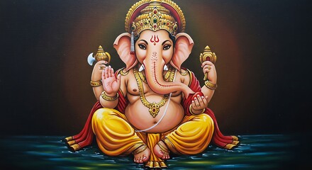 culture hinduism religious  ganesha colorfull elegant and beatiful for wallpaper background abstract art