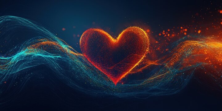Abstract heart design with dynamic particles
