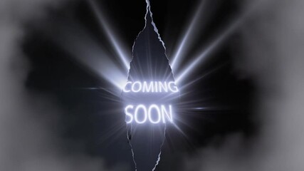 Coming Soon Reveal: Torn Paper with Glowing Text