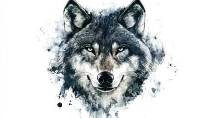 Fototapeta premium Gray wolf portrait, artistic style