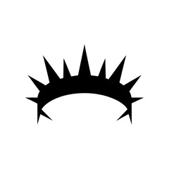 Horizontal Black Crown Vector, Spiked Band Emblem, Minimalist Royal Symbol