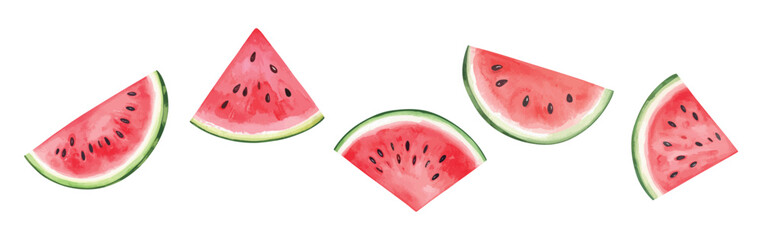 スイカの水彩風イラスト　バナー　生成AI