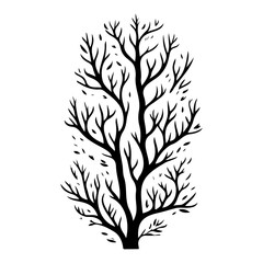 Silhouette of Stylized Tree Against White Backdrop, Representing Growth