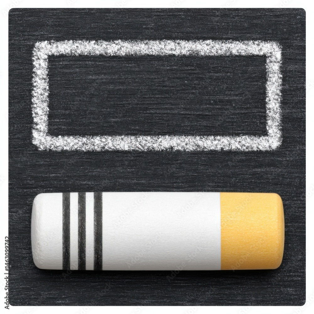 Aufkleber Chalkboard with a rectangular outline and a chalk stick, clean and simple design.