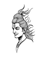 Lord Shiva Line Art – Hindu Deity Illustration in Minimalist Black and White Style