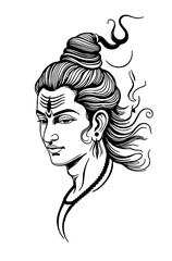 Lord Shiva Profile Line Art – Hindu Deity Vector Illustration