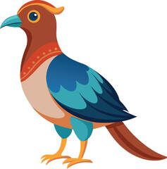 Colorful Exotic Bird Vector Illustration on White Background.