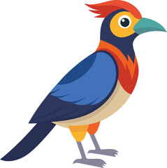 Colorful Exotic Bird Vector Illustration on White Background.