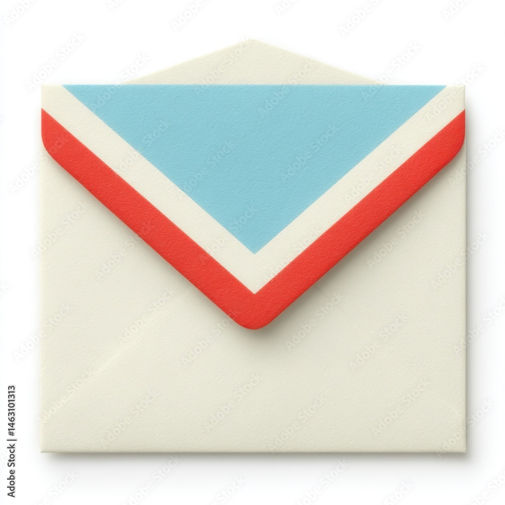Poster close-up of a stylish cream envelope with a colorful geometric design