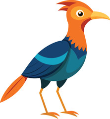 Colorful Exotic Bird Vector Illustration on White Background.