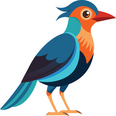 Colorful Exotic Bird Vector Illustration on White Background.