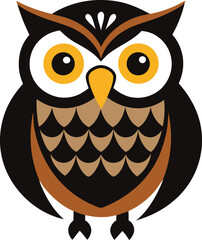 Cute cartoon owl vector illustration with bold colors