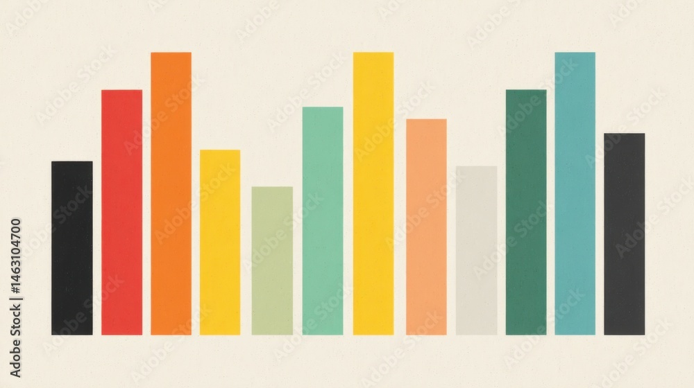 Poster colorful bar chart abstract graphic design on a cream textured background