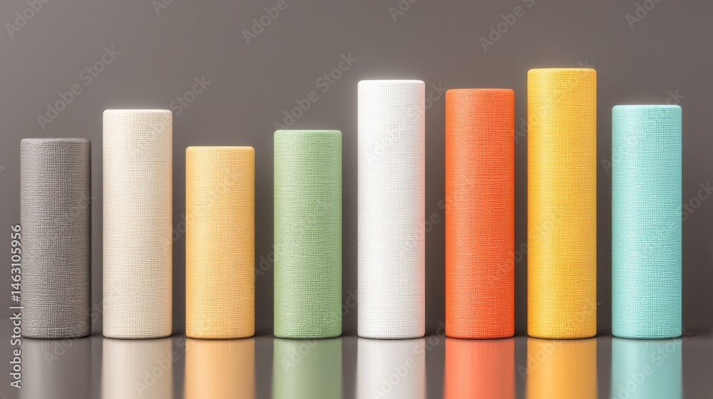 Aufkleber colorful cylinders arranged in a bar graph style against a dark background