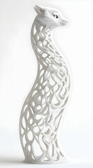 Obraz premium Elegant white cat sculpture, studio shot, clean background, art piece for home decor