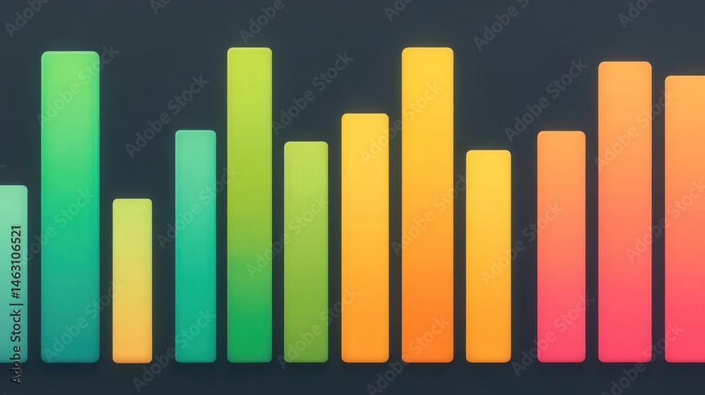 Aufkleber Colorful gradient bar graph representing data visualization and statistics