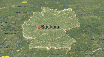 Fototapete Rund Bochum Germany Location on a Detailed Satellite Map © arazka