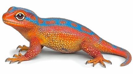 Obraz premium Colorful lizard profile view on white background, ideal for reptile pet or wildlife posters