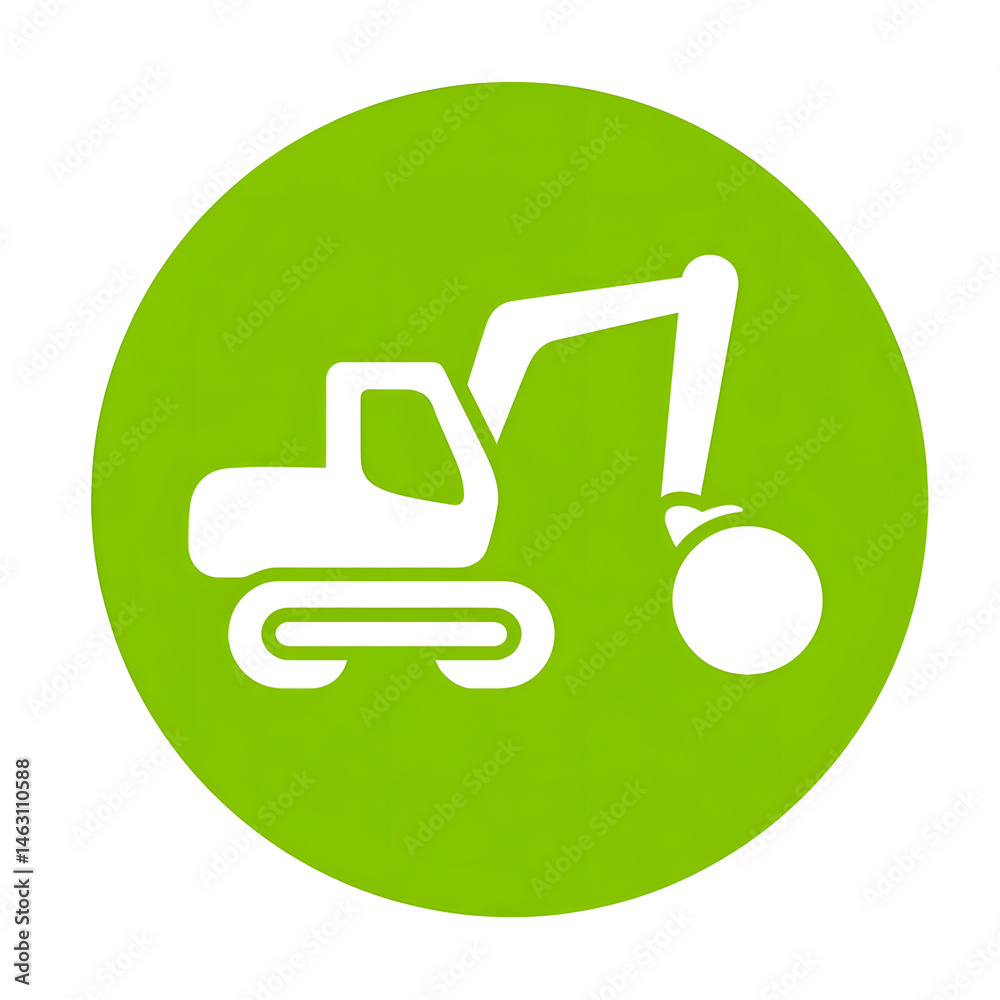 Poster simplified icon depicting a backhoe loader a type of heavy construction equipment used for excavatio
