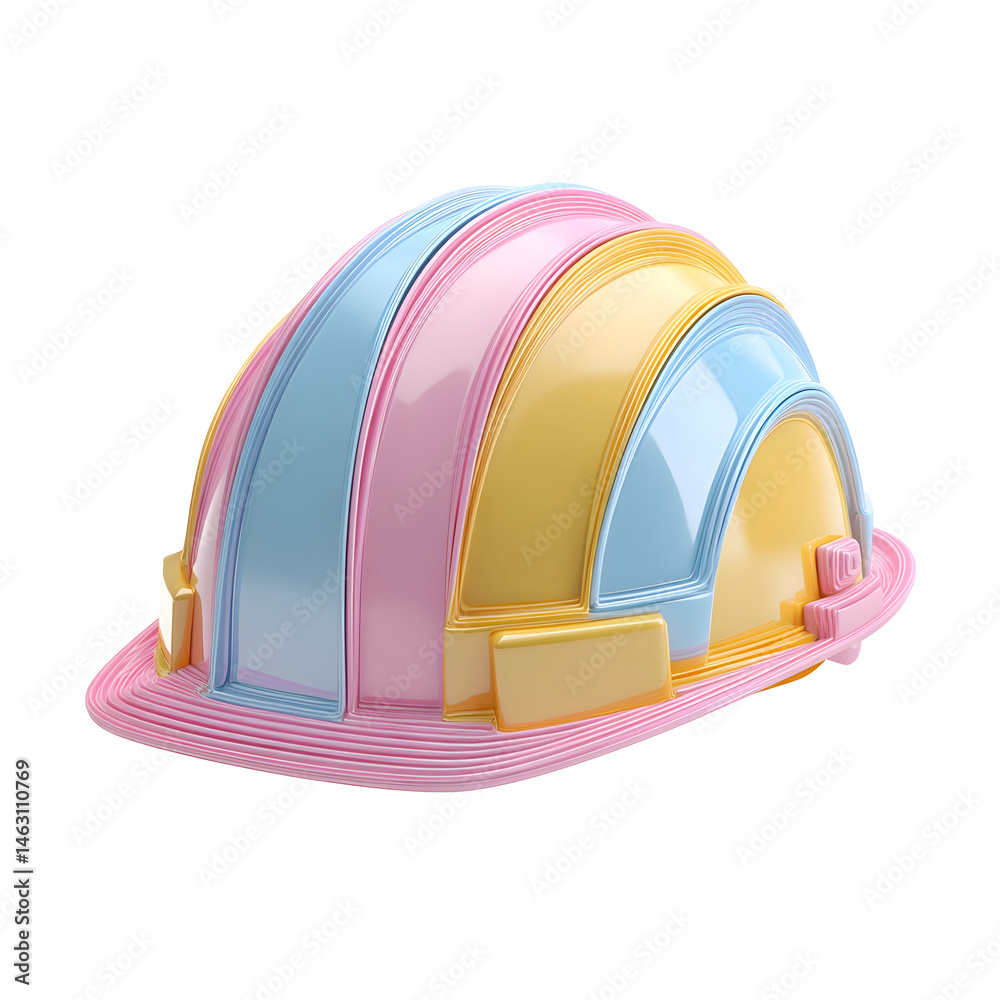 Aufkleber soft pastel colored 3d rendered hard hat with a structured geometric design ideal for construction i