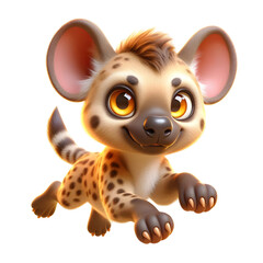 Cute 3d hyena isolated on white background