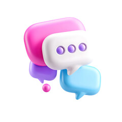 Fototapeta premium A vibrant pastel colored 3D of a chat bubble with three dots representing an ongoing conversation or message exchange