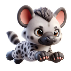 Cute 3d hyena isolated on white background