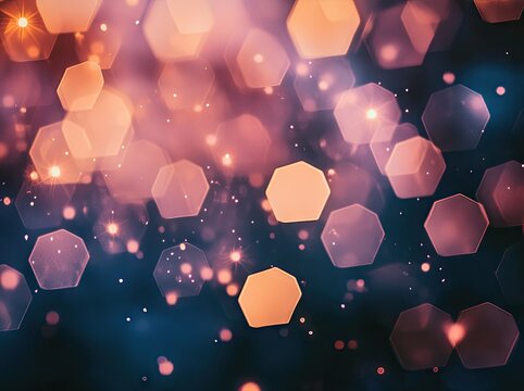 A mesmerizing abstract background featuring soft. glowing hexagonal bokeh lights with warm hues. creating a dreamy atmosphere perfect for creative projects