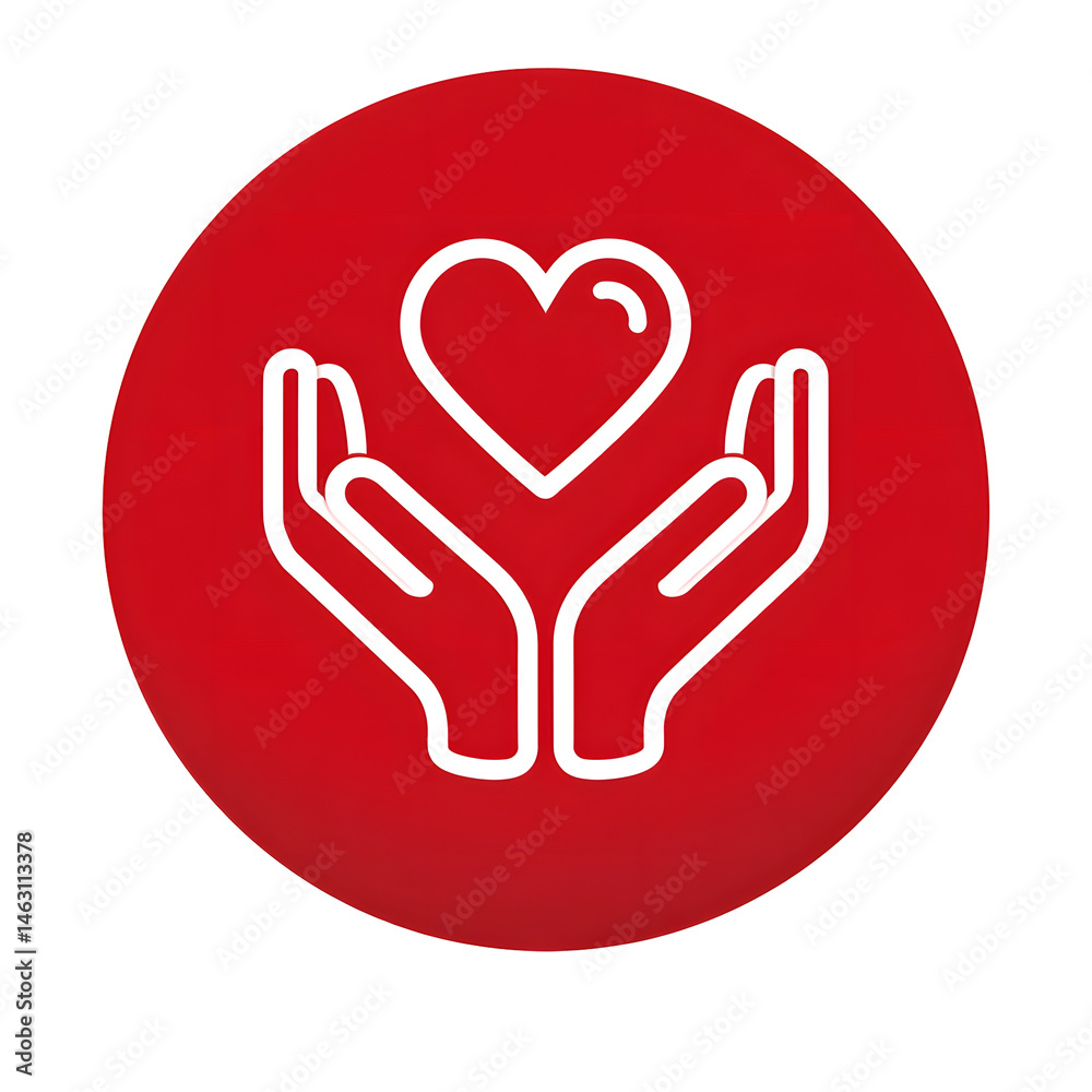 Aufkleber minimalist icon depicting caring hands cradling a heart symbol symbolizing compassion support and we