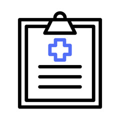 Healthcare clipboard displaying blue cross symbol for medical documentation
